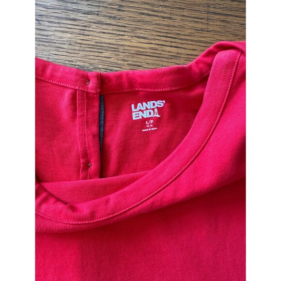 Lands End Womens Shirt LP Red Button-Back Tunic 3/4 Sleeves Heavy Knit - Picture 3 of 9